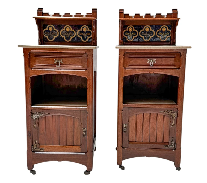 Two Arts & Crafts Nightstands by Gustave Serrurier-Bovy, 1900s